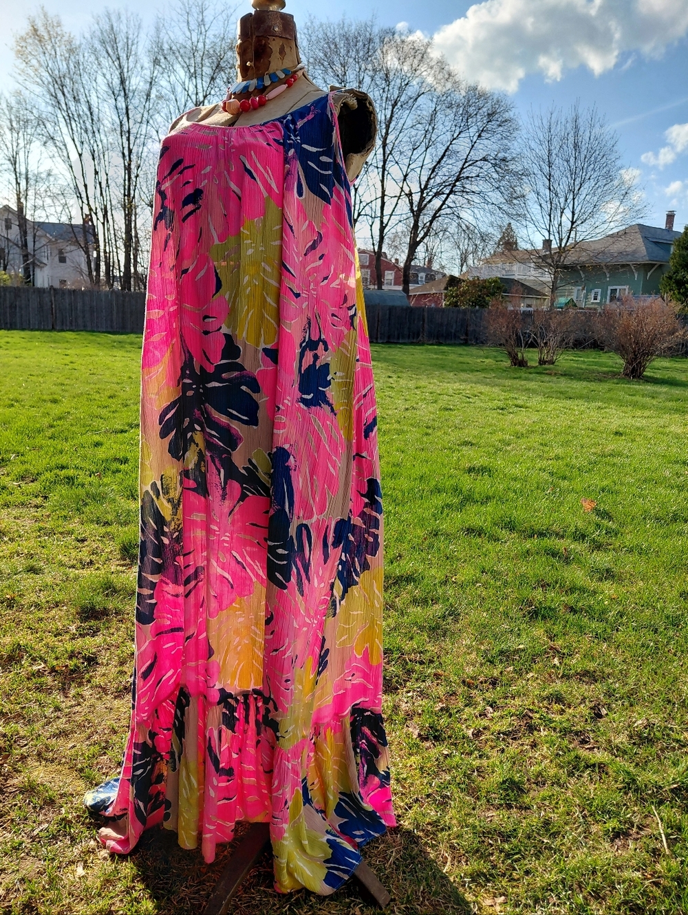 Lilly Pulitzer long maxi bright pink flowy bright pink pattern dress Womens XS